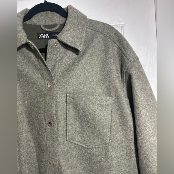 Zara Overshirt Green Long Sleeve Medium Size - Picture 3 of 7